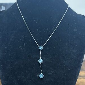 1928 Silver Necklace with Blue Floral Accents